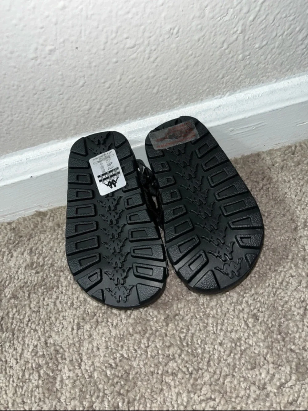 Kids Black & White Strap kappa sandals